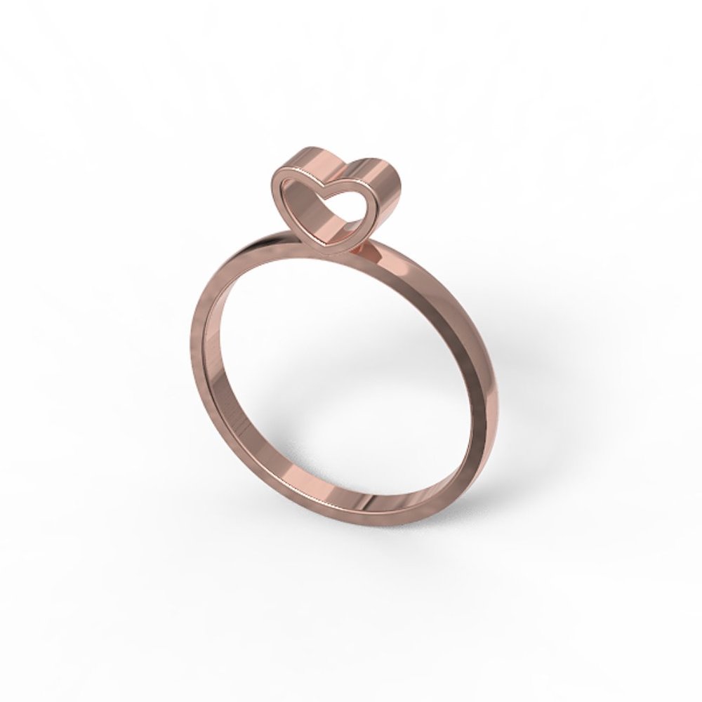 Rose Gold plated Silver Valentine Open Heart Ring